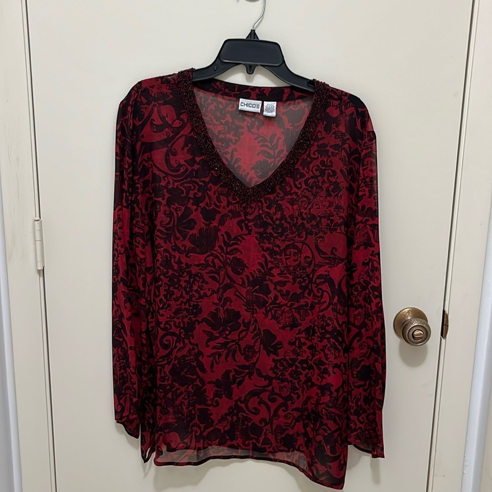 Chico’s silk blouse.